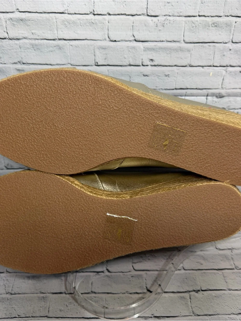 Jack Rogers Metallic Gold Crossband Wedge Sandals